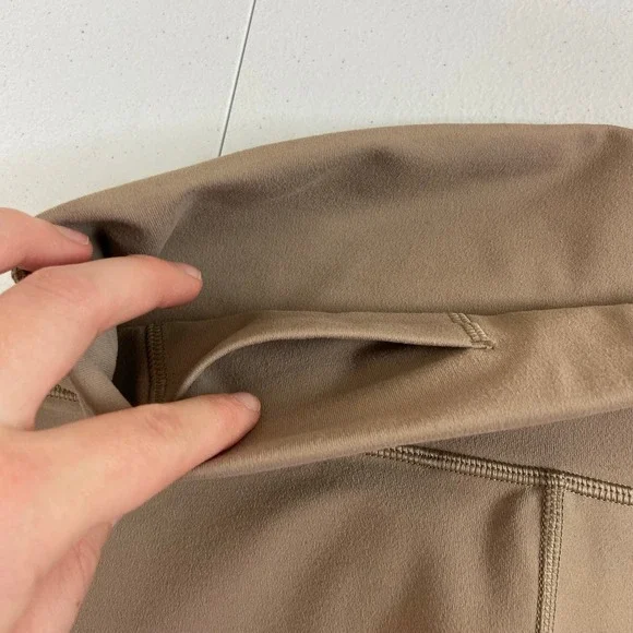 Fabletics women's tan powerhold tummy control stretch athletic active leggings L - Picture 8 of 9